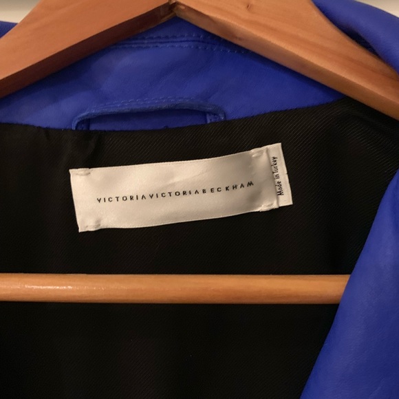 Blue Leather Crop Coat NEW - Picture 2 of 3
